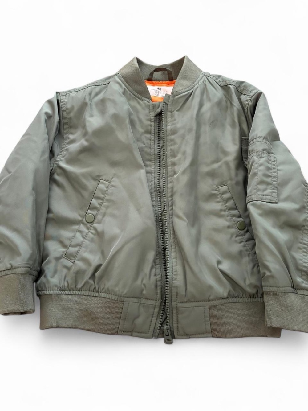 H&M Reversible Olive Green Jacket with Bright Orange Lining 3T
